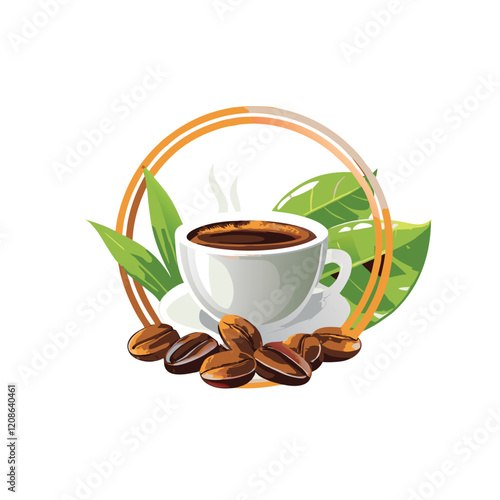 cup of coffee with beans vector