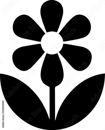 set of black and white floral doodle