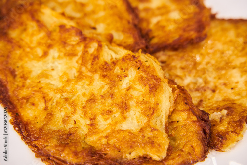 Deruny, potato pancakes. Traditional Ukrainian dish, delicious national food