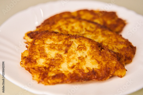 Deruny, potato pancakes. Traditional Ukrainian dish, delicious national food