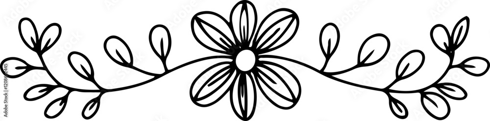 set of black and white line floral decorative ornament set of black and white line floral decorative ornament