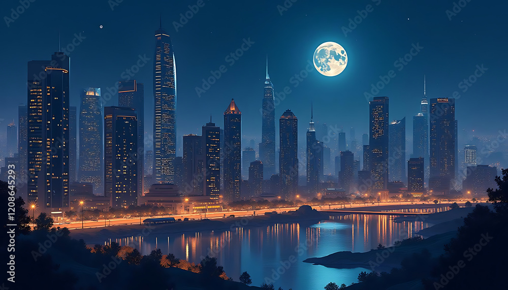 Fototapeta premium country skyline at night