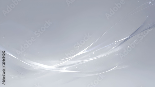 Abstract Grey Background with White Flowing Lines