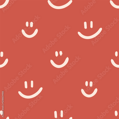 Cheerful Smiley Faces on Coral Background