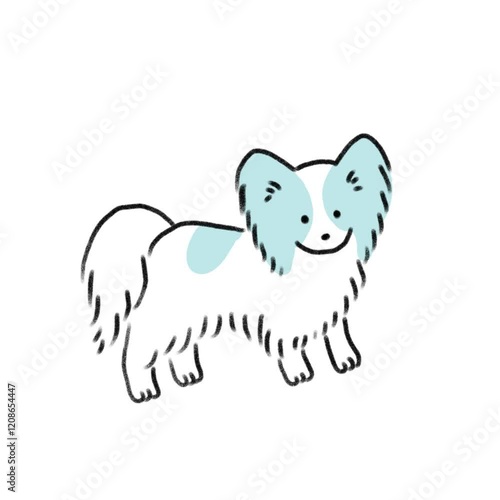 可愛いシンプルな線画の犬のパピヨンアニメーション