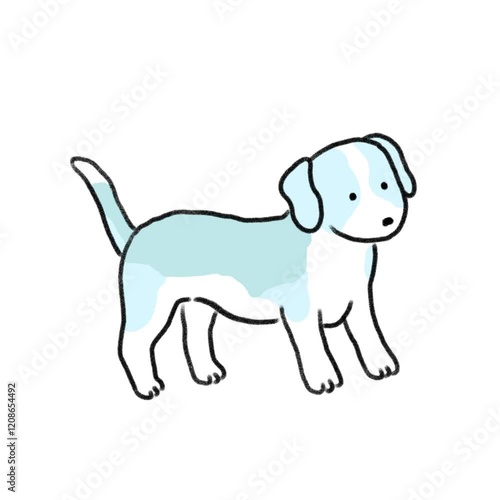 可愛いシンプルな線画の犬のビーグルアニメーション