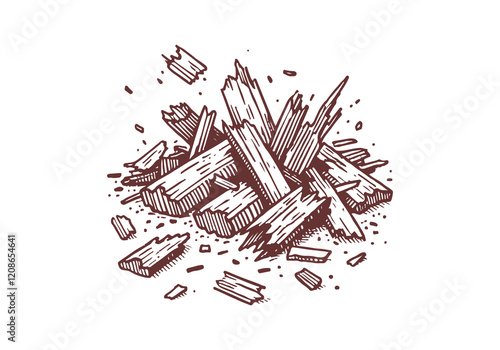 Wood Leftover Hand Drawn Sketch Illustration Vector Isolated