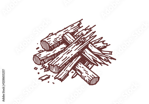 Wood Leftover Hand Drawn Sketch Illustration Vector Isolated
