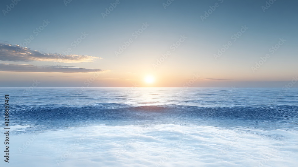 Serene Sunset Over Ocean Cloudscape Heavenly View Serene Sunset Over Ocean Cloudscape Heavenly View