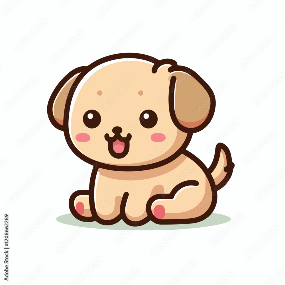 Fototapeta premium Illustration of Adorable Tan Puppy sitting