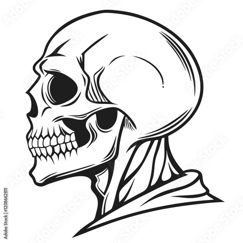 Skull outline vector, transparent background