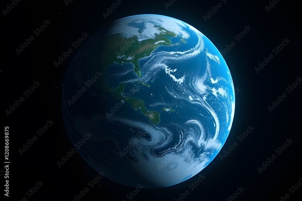 Obraz premium Earth from Space: A 3D Rendered Illustration, showing the Americas and surrounding ocean.