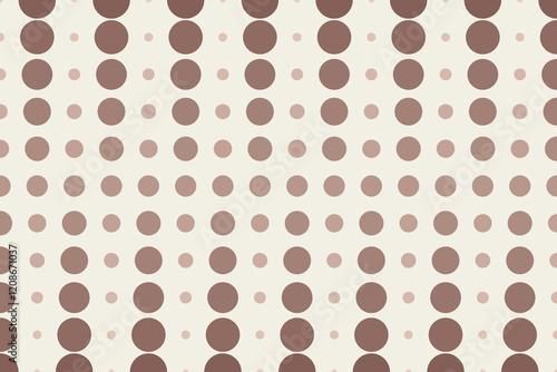 Halftone poster with dots in mocha and mousse colors. Simple and cute geometric background in contemporary art style. Trendy coffee brown and beige colors of the year 2025