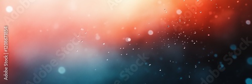 a blurry photo of rain drops on a window glass with a red and blue background