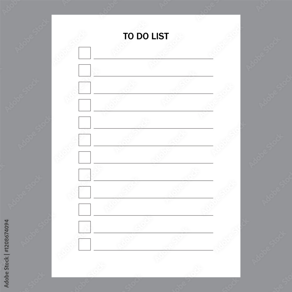To do list. Blank checklist sheet. Organized task template. Gray background. To do list. Blank checklist sheet. Organized task template. Gray background.