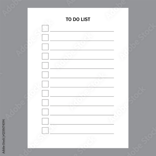 To do list. Blank checklist sheet. Organized task template. Gray background.