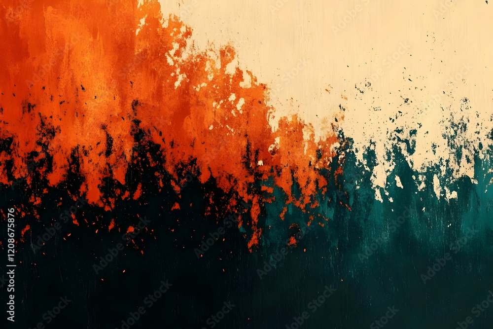 Abstract Background with Orange, Beige, and Dark Green Colors Creates a Textured Effect. Abstract Background with Orange, Beige, and Dark Green Colors Creates a Textured Effect.
