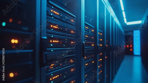 Obraz na płótnie Server room data center network technology w salonie