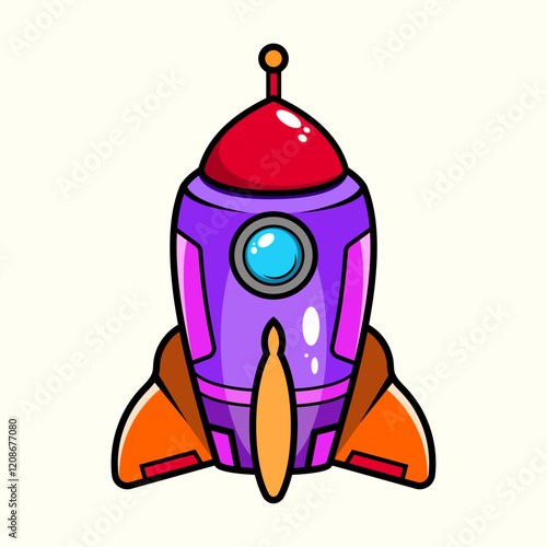 Cartoon Spaceship Astronomy exploration illustration