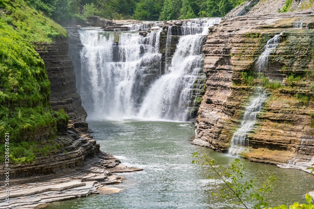 Cascading waterfall in New York