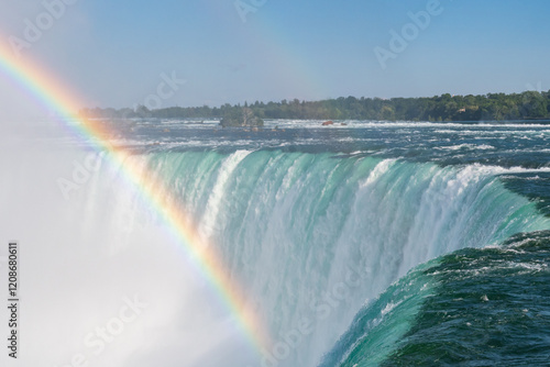 Obraz na płótnie Niagara Falls with double rainbow w salonie