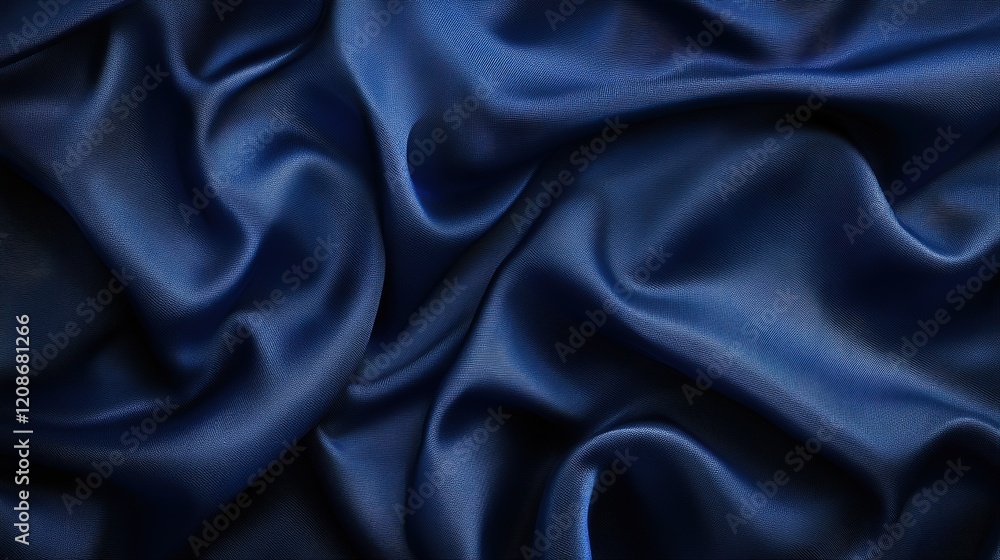 Fototapeta premium Elegant deep blue fabric texture with delicate folds and soft shadows for designs