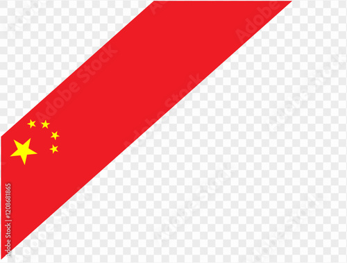 China flag on  corner ribbon, featuring  clean and simple design. Perfect for creative projects, banners, or graphic designs. High-quality image with transparent PNG background for versatile use.