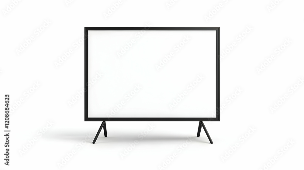 Blank whiteboard display stand on tripod, isolated on white background; ideal for presentations or mockups Blank whiteboard display stand on tripod, isolated on white background; ideal for presentations or mockups
