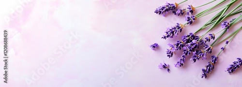 A soft lavender gradient background with a few sprigs of lavender, leaving plenty of space for showcasing a Mother is Day product.