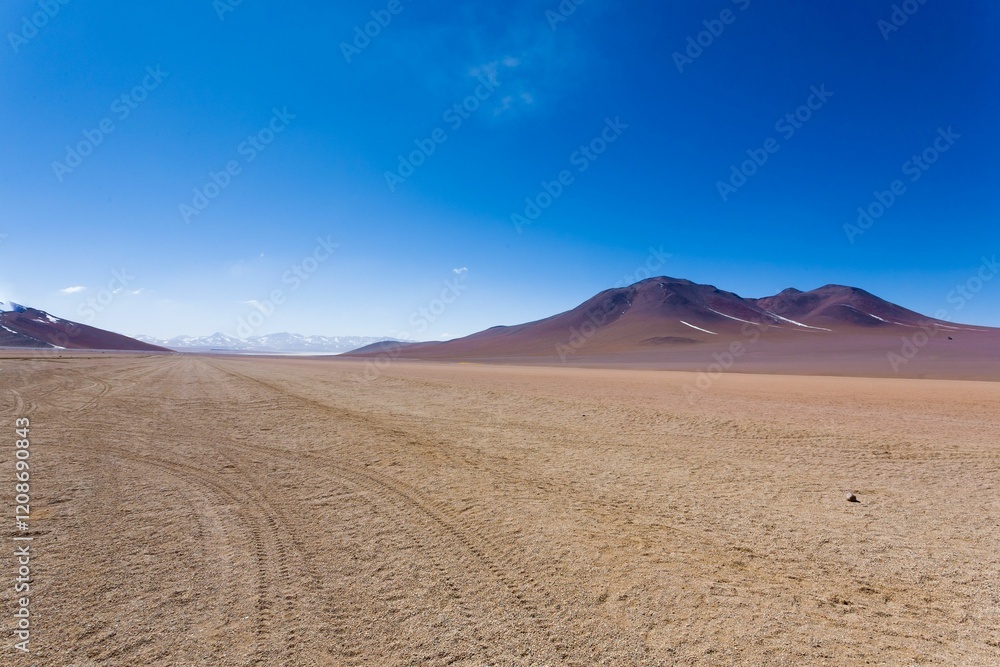 Desert landscape with distant mountains in Bolivia. Desert landscape with distant mountains in Bolivia.
