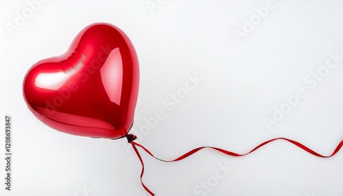 Red heart-shaped balloon on white background.