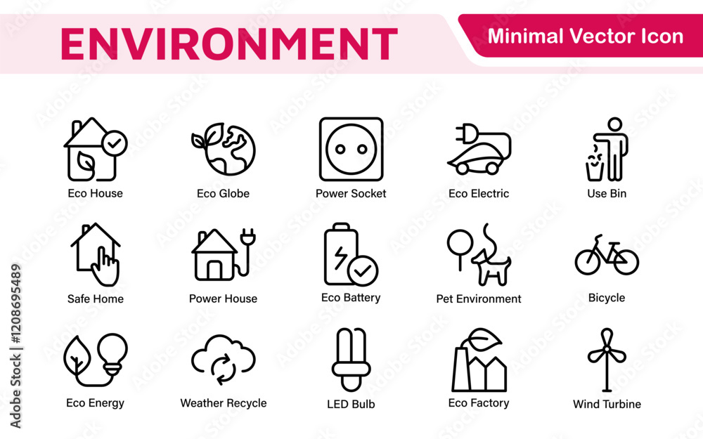 Environment Icon Set. A vibrant collection of icons promoting sustainability and eco-friendliness, environmental awareness and conservation efforts. Environment Icon Set. A vibrant collection of icons promoting sustainability and eco-friendliness, environmental awareness and conservation efforts.