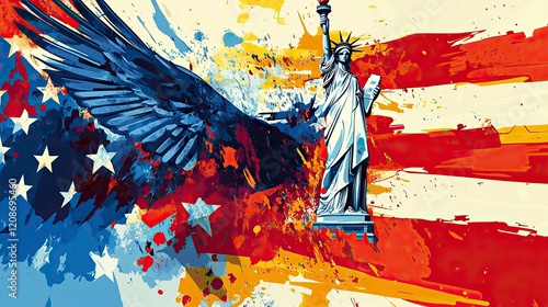 Abstract Patriotism Icons for Presidents’ Day , Presidents' Day,happy presidents day, presidents