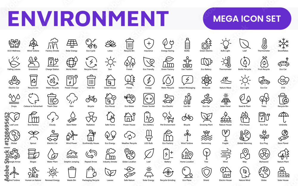 Environment Icon Set. A vibrant collection of icons promoting sustainability and eco-friendliness, environmental awareness and conservation efforts. Environment Icon Set. A vibrant collection of icons promoting sustainability and eco-friendliness, environmental awareness and conservation efforts.