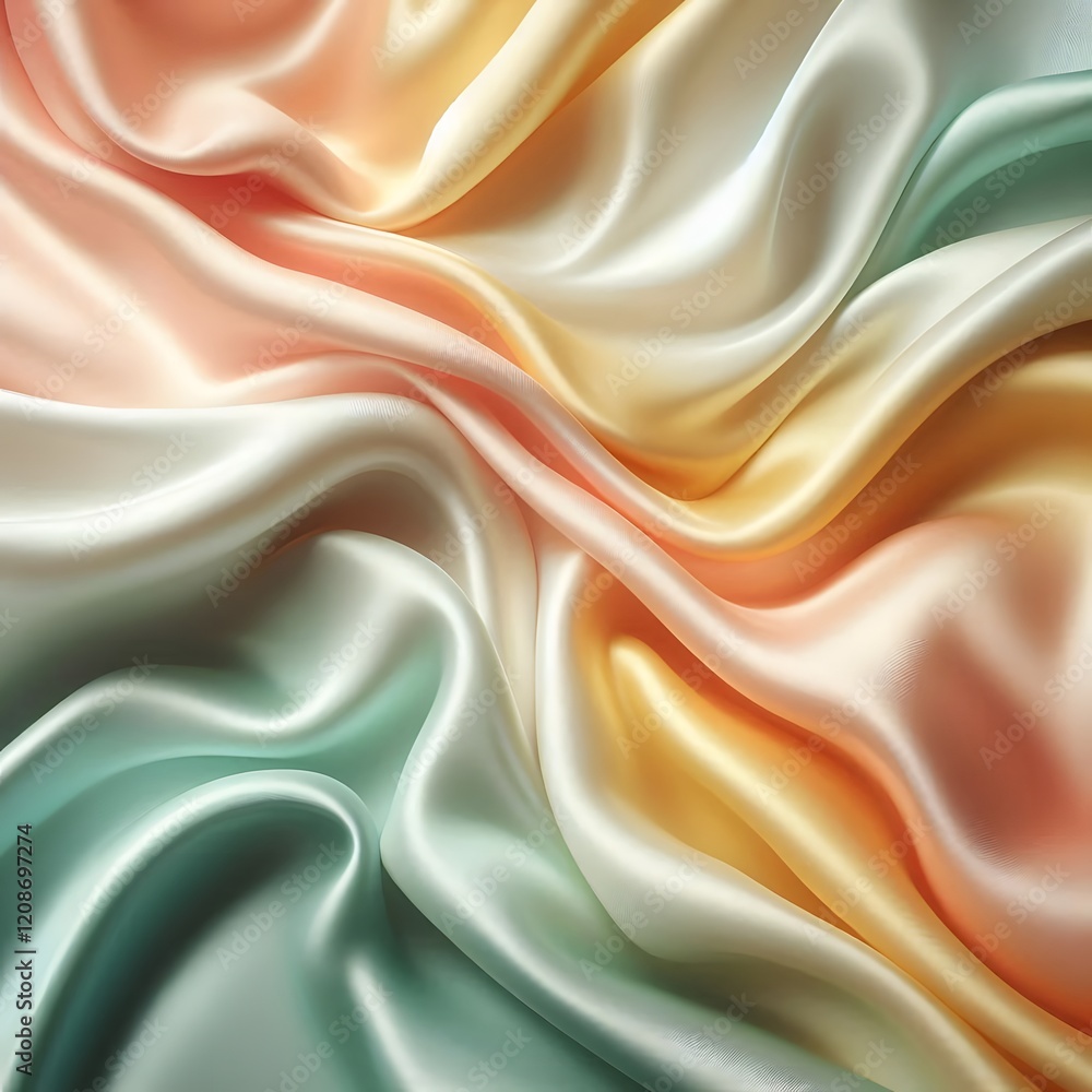 Obraz premium Peach to Gold Gradient: Luxury Silk Flow with Premium Material Definition and Warm Color Movement
