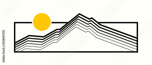 Simple mono line art of Mt Hood Oregon for t shirt sticker badge design