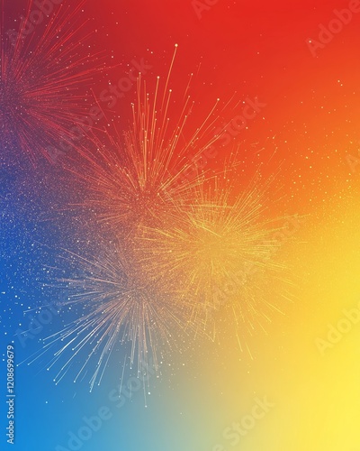 A vibrant gradient background with fireworks colors.featuring bright reds, blues, and yellows.conveying celebration and excitement.ideal for event promotions and festive content