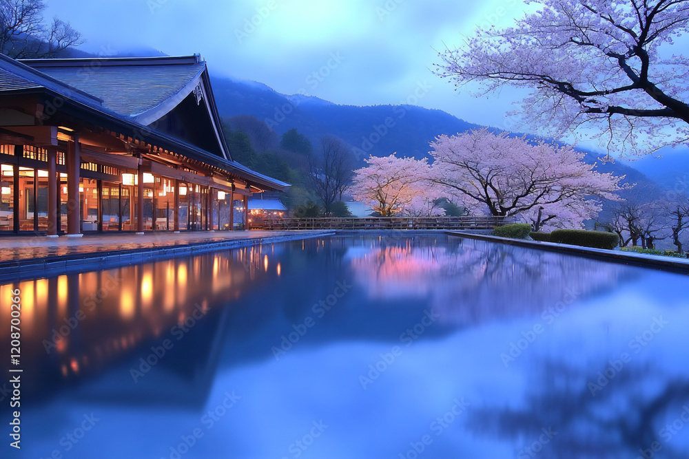 Fototapeta premium grand reflective cherry blossom pool