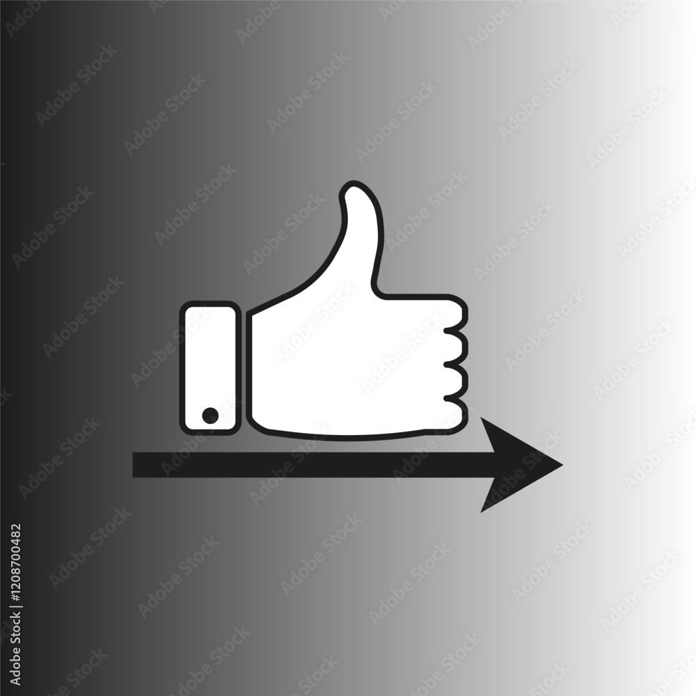 Thumbs up icon. Gradient black background. Positive gesture vector. Minimalist symbol design. Thumbs up icon. Gradient black background. Positive gesture vector. Minimalist symbol design.