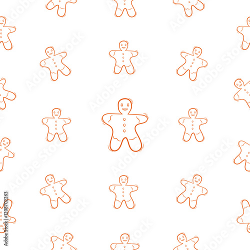 gingerbread pattern. gingerman seamless pattern. gingerbread with line style for your background pattern. seamless pattern of gingerman for your food packaging background