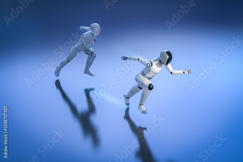 Fast speed technology concept with cyborg running