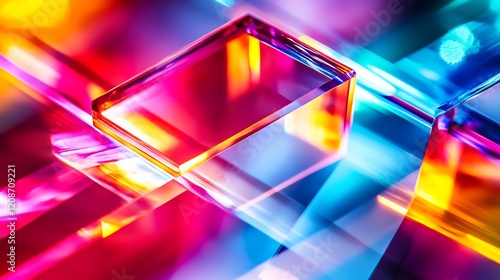 Vibrant Neon Glass Blocks Abstract Art Background