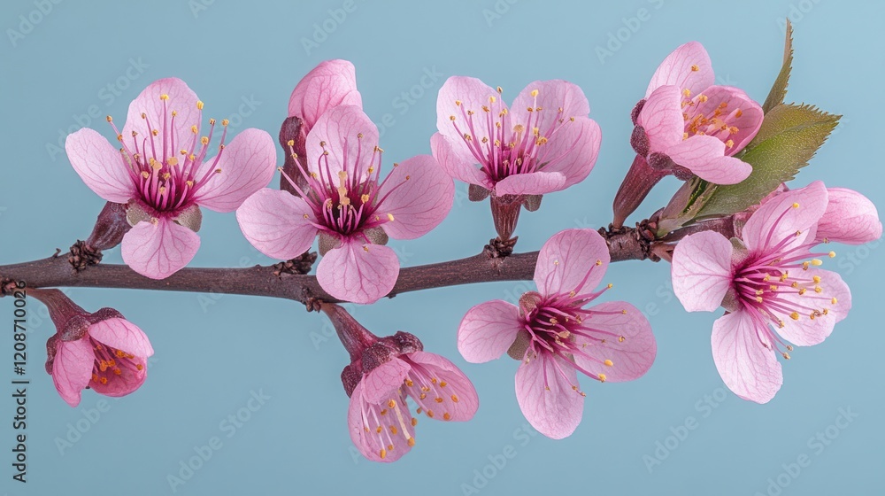 Pink blossoms branch, spring, pastel background, greeting card Pink blossoms branch, spring, pastel background, greeting card