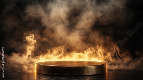 Wallpaper Mural Dramatic Golden Platform Surrounded by Smoke and Ethereal Light Torontodigital.ca