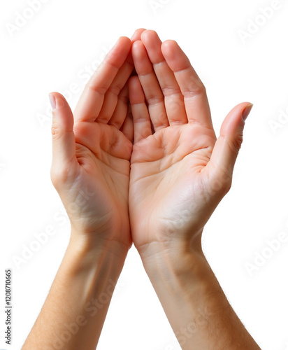 Open hands cupped together in a gesture of giving or receiving on a transparency