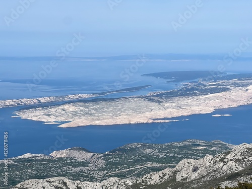 View of the Adriatic Sea and islands from the Premuzic Trail - Northern Velebit National Park, Croatia (Pogled na Jadransko more i otoke sa planinarskog puta Premužićeva staza - NP Sjeverni Velebit) photo