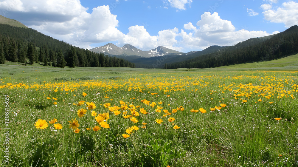 Mountain meadow wildflowers summer landscape scenic nature background