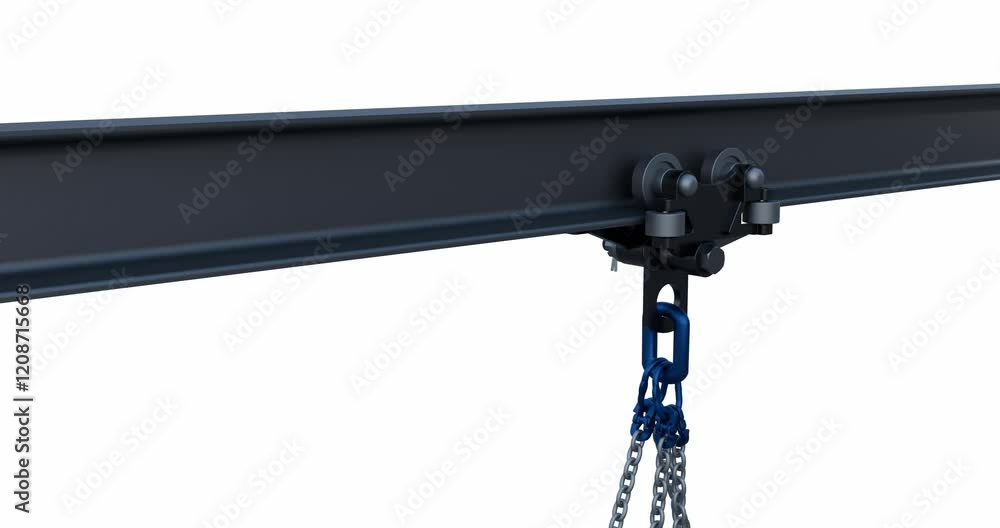 Industrial overhead beam conveyor with 4 leg chain link: conveyor trolley; overhead chain conveyor system: Mechanical Lifting and Rigging System Industrial overhead beam conveyor with 4 leg chain link: conveyor trolley; overhead chain conveyor system: Mechanical Lifting and Rigging System