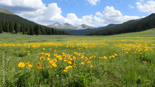 Obraz na płótnie Mountain meadow wildflowers summer landscape scenic nature background w salonie