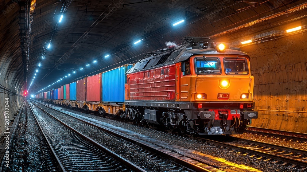 Freight Train Emerging from Tunnel: A Symphony of Light and Steel Freight Train Emerging from Tunnel: A Symphony of Light and Steel